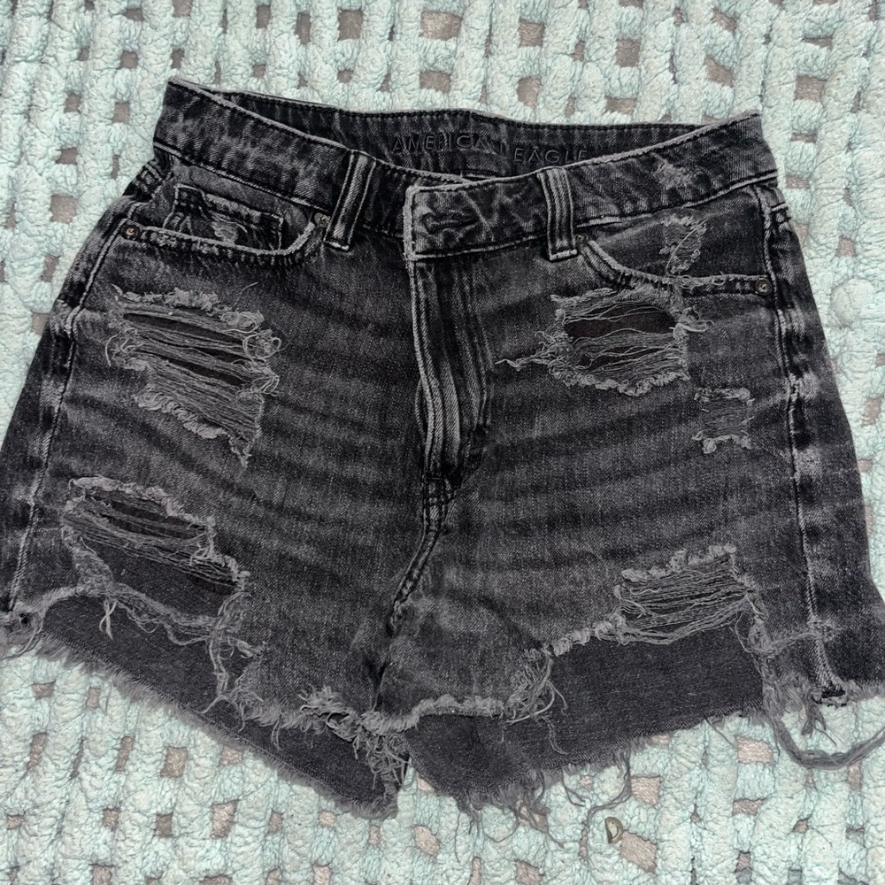 American Eagle Outfitters Charcoal Distressed Jean Shorts